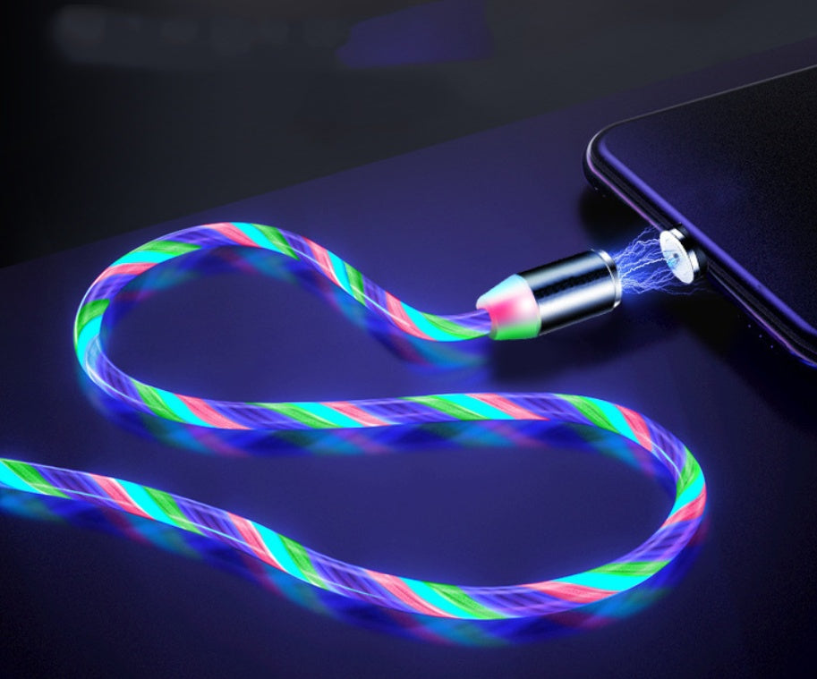 Magnetic Flowing Light Cable Charger Type C, Compatible with Apple iPhone Android