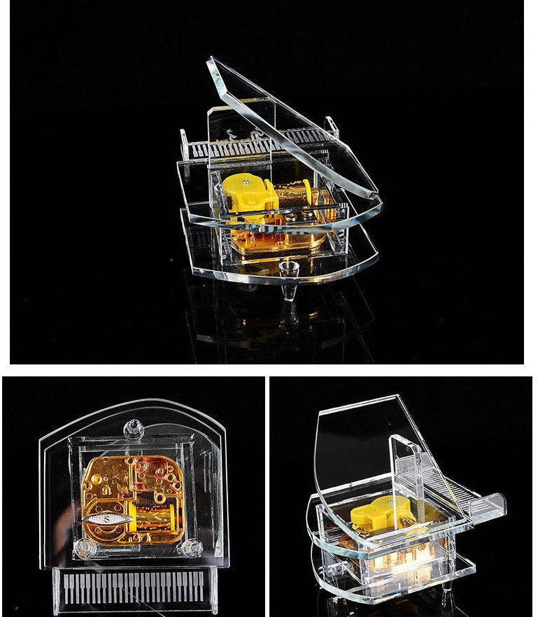 Custom Crystal Glass Piano Music Box Sky City Furnishings