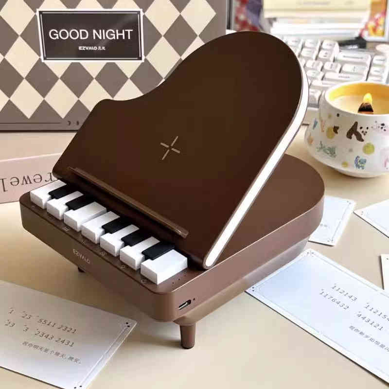 Playing Piano Bluetooth Speaker Wireless Charging Night Light Bracket