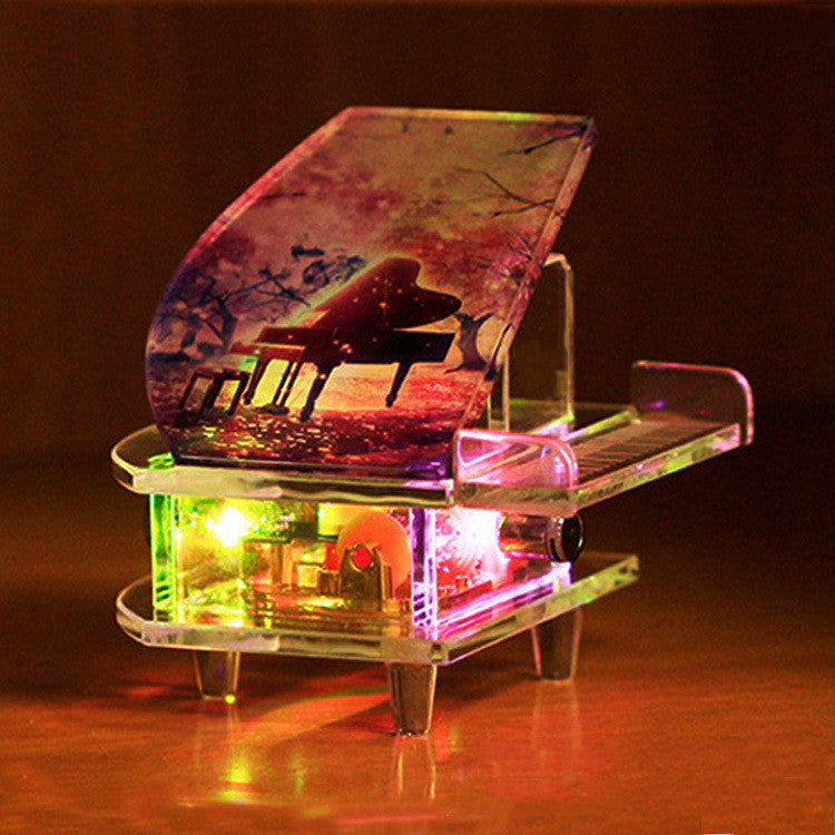 Custom Crystal Glass Piano Music Box Sky City Furnishings